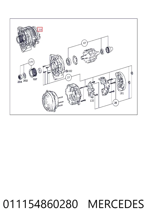 Автомобильный генератор Mercedes A0111548602 цена, от 229.87 USD