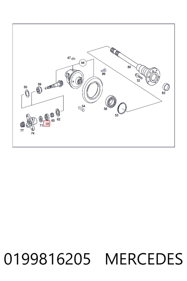 Подшипник хвостовика заднего моста наружный 0199816205 Mercedes