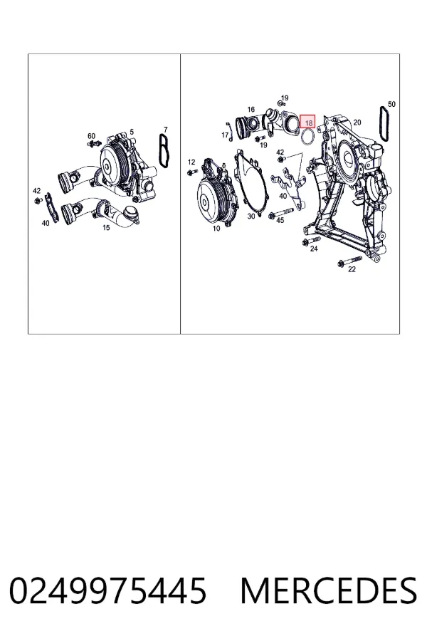 Прокладка водяной помпы Mercedes A0249975445 цена, от 7.39 USD