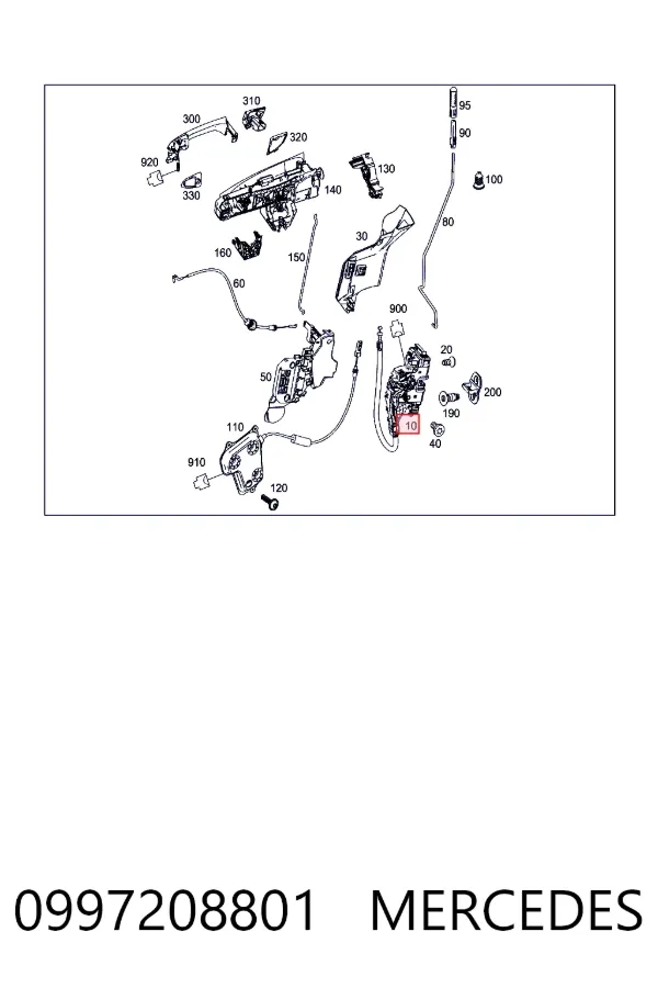 Купить A0997208801 Mercedes Замок передней правой двери