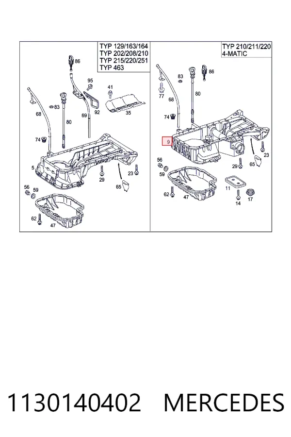 A1130140402 Mercedes Поддон маслянный картера двигателя, верхняя часть