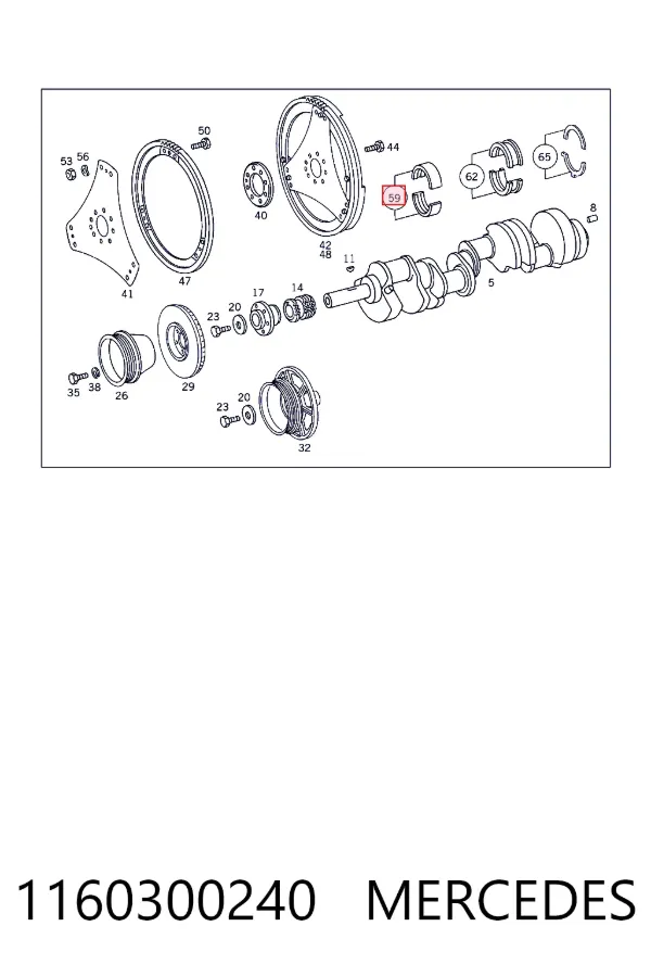 Купить A1160300240 Mercedes Вкладыши коленвала, коренные, комплект, стандарт (STD)