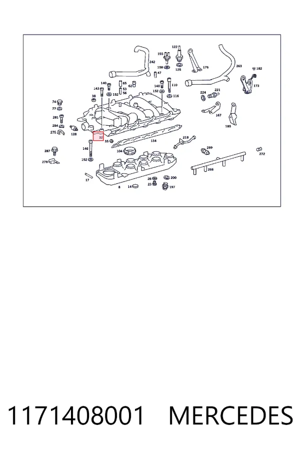 Коллектор впускной верхний Mercedes A1171408001 цена, от 441.11 USD
