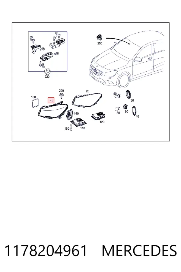 Фара правая Mercedes A1178204961