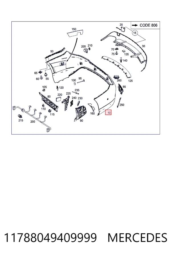 Купить A1178804940 Mercedes Задний бампер