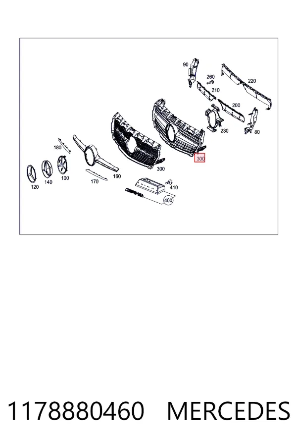 Купить A1178880460 Mercedes Решетка радиатора