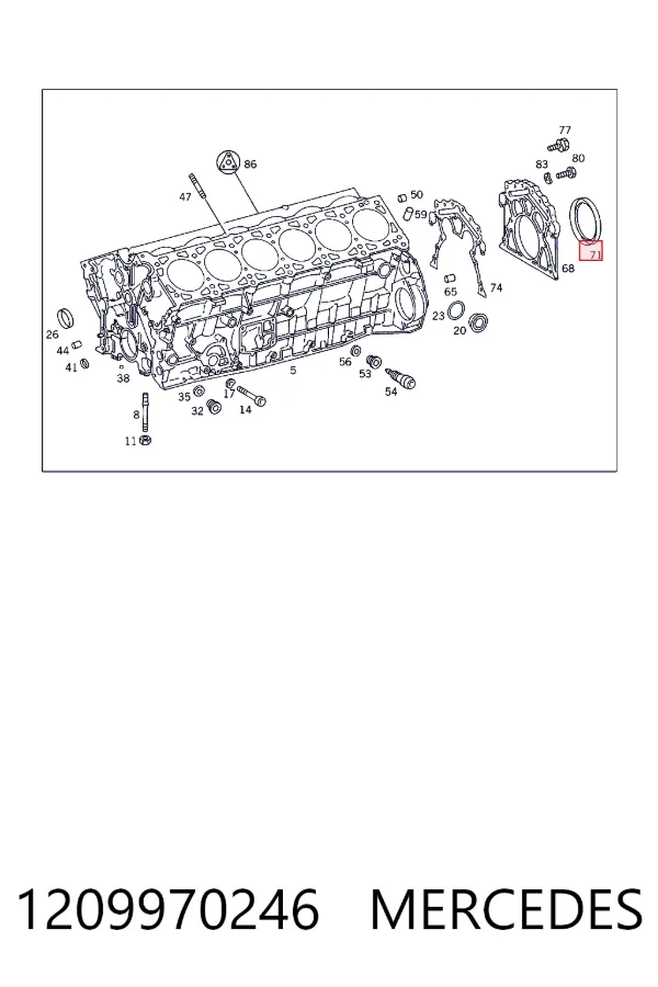 Сальник коленвала коренной Mercedes A1209970246