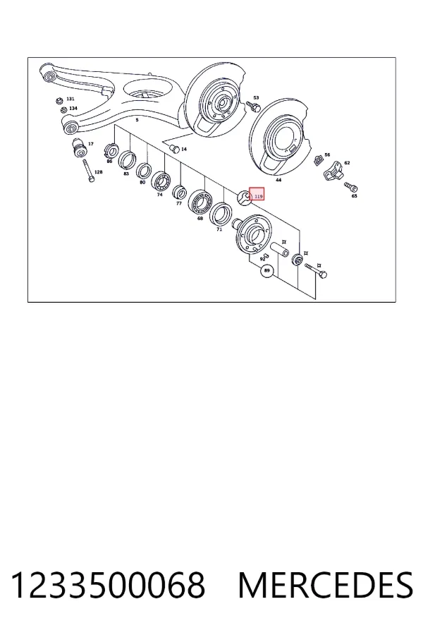 Подшипник задней ступицы 1233500068 Mercedes