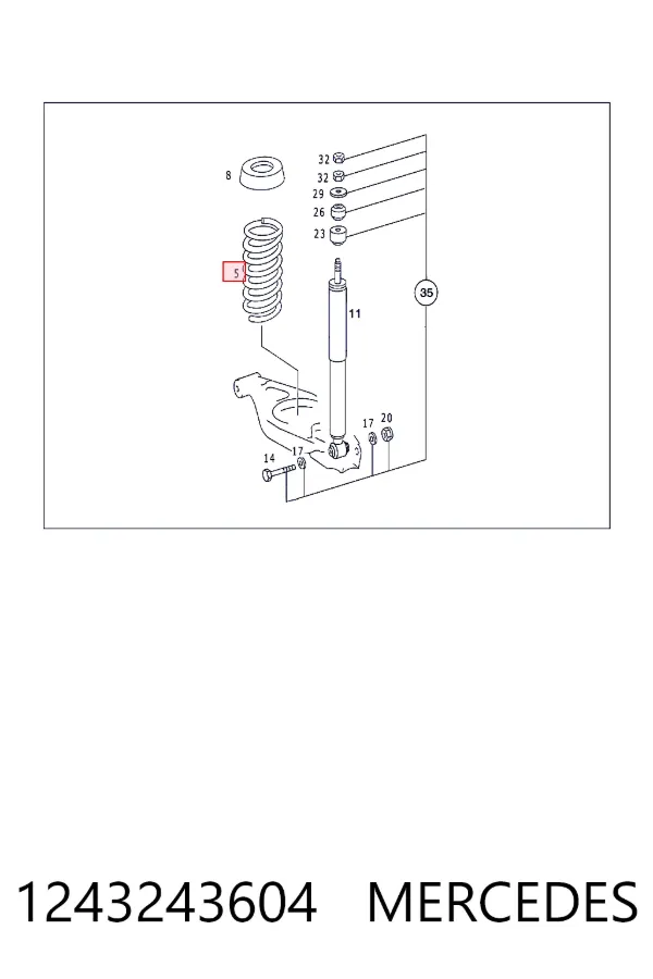 Пружина амортизатора Mercedes A1243243604 цена, от 290.70 USD