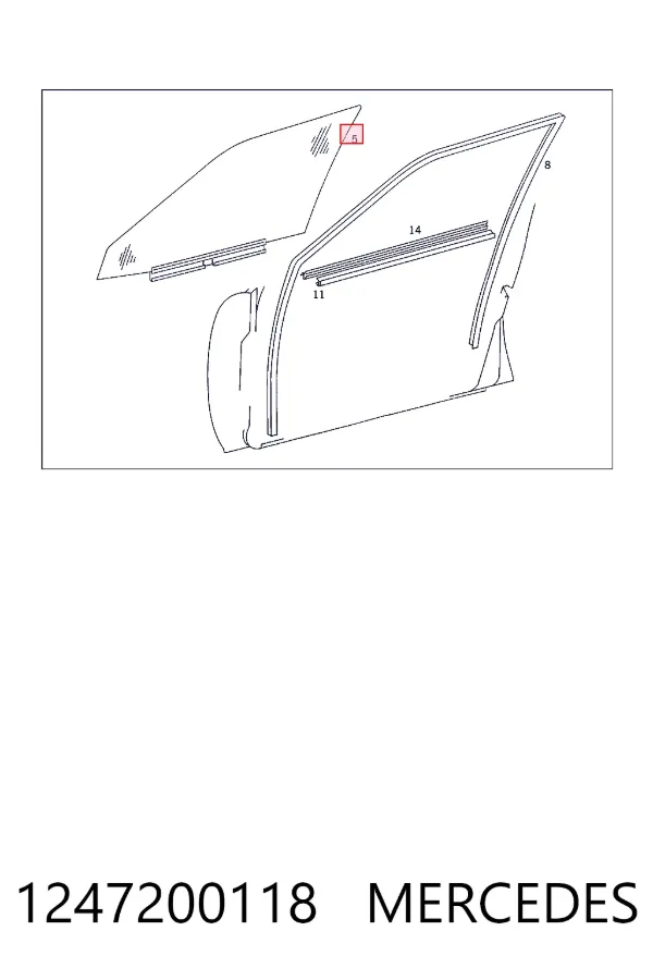 A1247200118 Mercedes Стекло двери передней левой