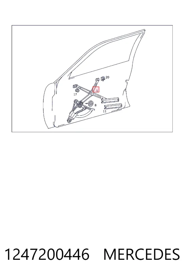 Механизм стеклоподъемника двери передней, правой Mercedes A1247200446