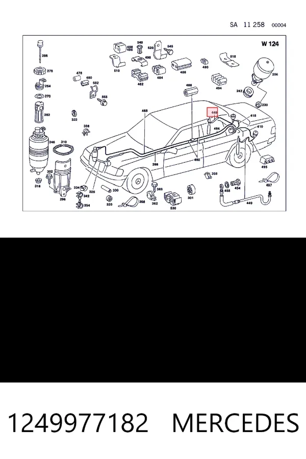 A1249977182 Mercedes Шланг амортизатора заднего