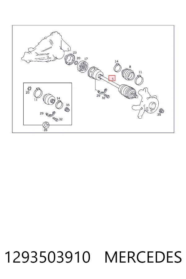 Задняя полуось 1293503910 Mercedes