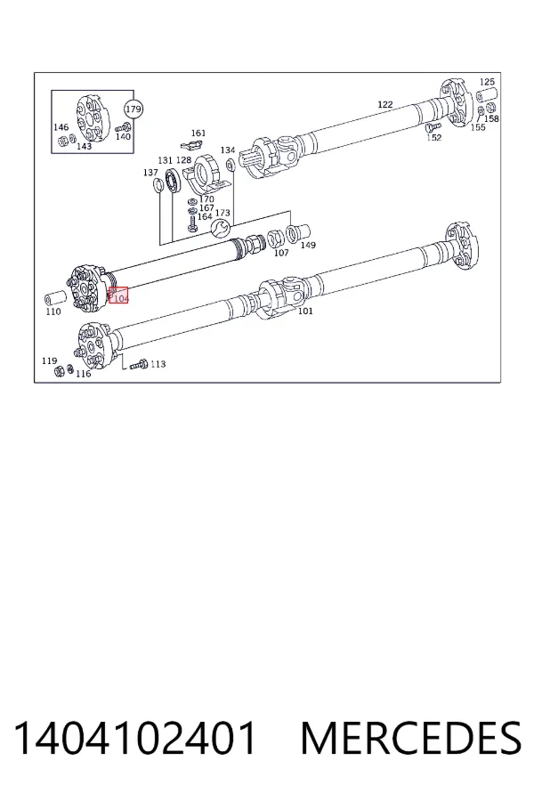 Вал карданный задний, передняя часть Mercedes A1404102401 цена, от 147.03 USD