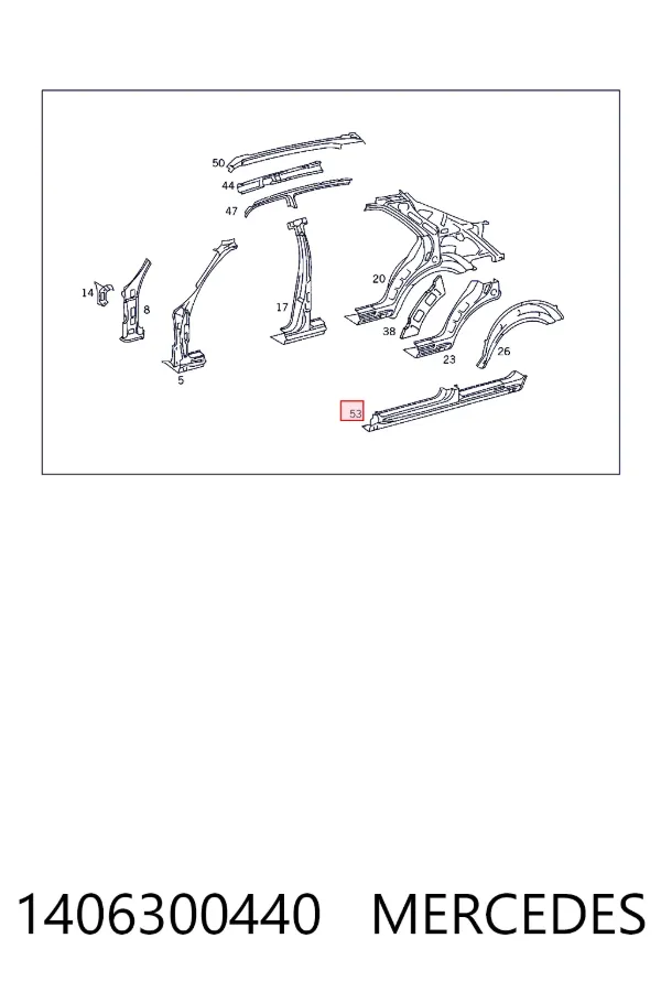 Порог внешний правый Mercedes A1406300440 цена, от 793.61 USD