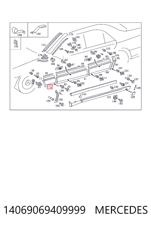 Накладка крыла переднего левого Mercedes A1406906940 цена, от 24.07 USD