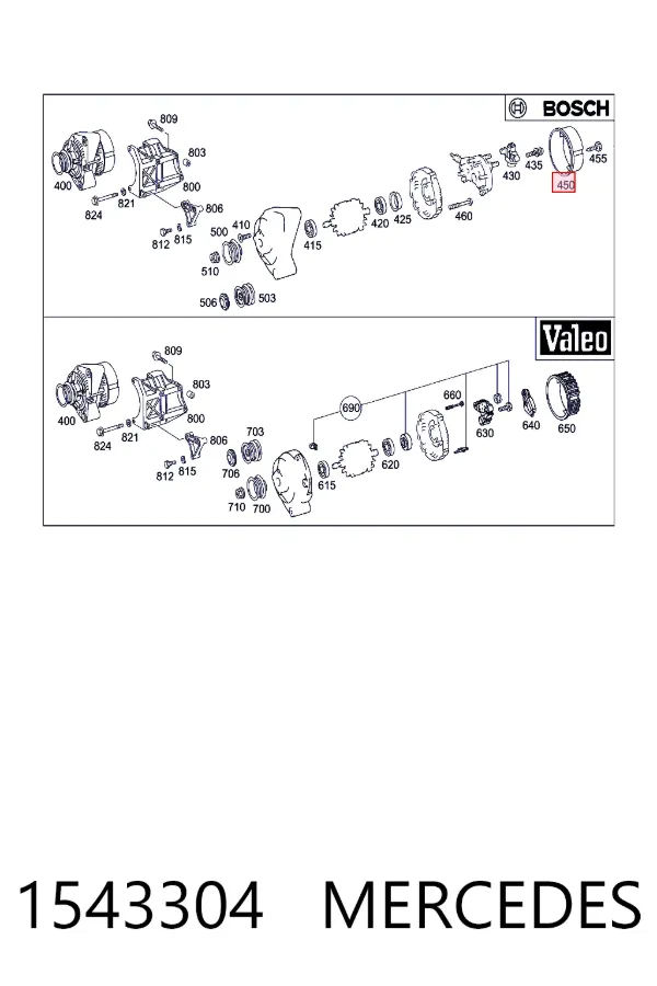 Купить A0001543304 Mercedes Крышка генератора задняя