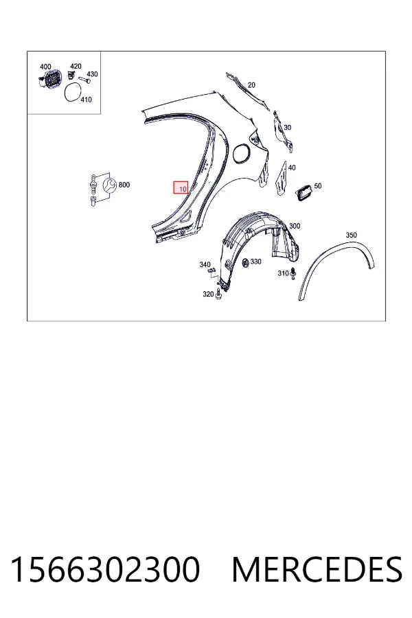 Боковая часть задняя левая Mercedes A1566302300 цена, от 1344.35 USD