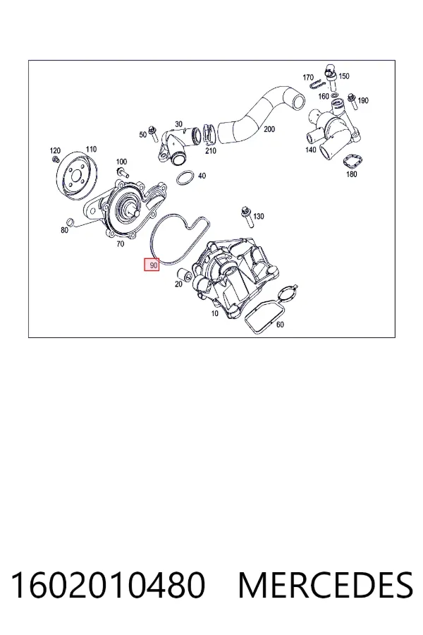 Прокладка водяной помпы A1602010480 Mercedes