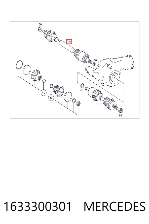 Правая полуось A1633300301 Mercedes