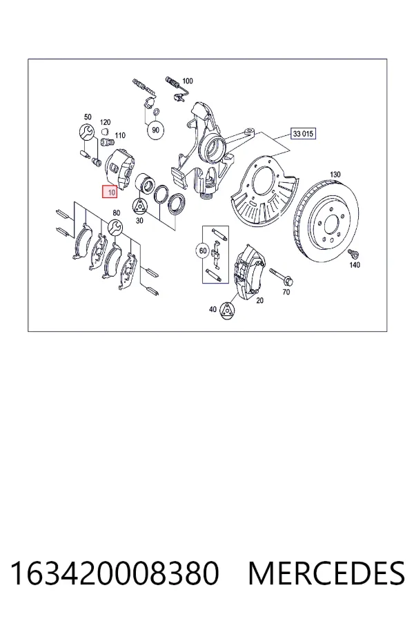 Суппорт тормозной передний левый 163420008380 Mercedes