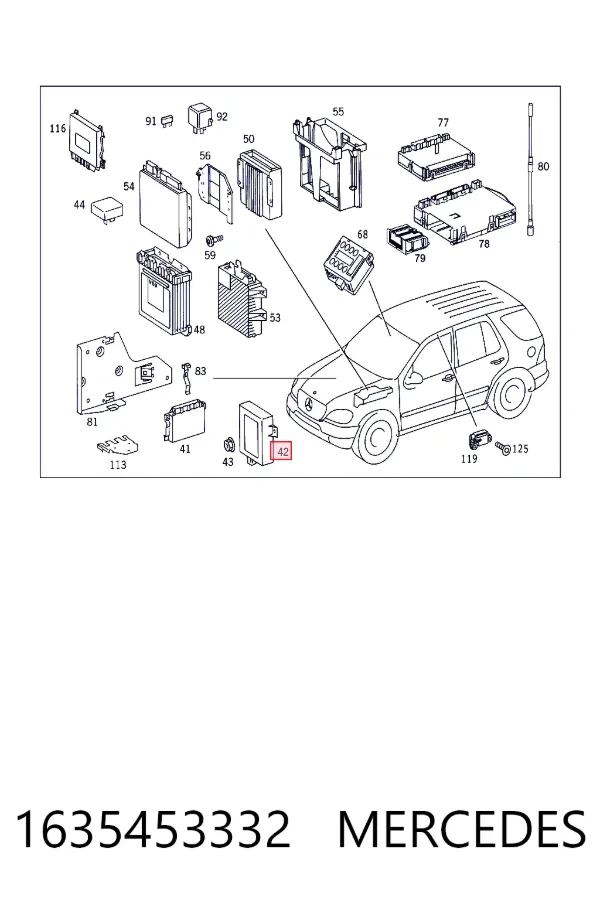 Модуль управления (ЭБУ) светом фар 1635453332 Mercedes