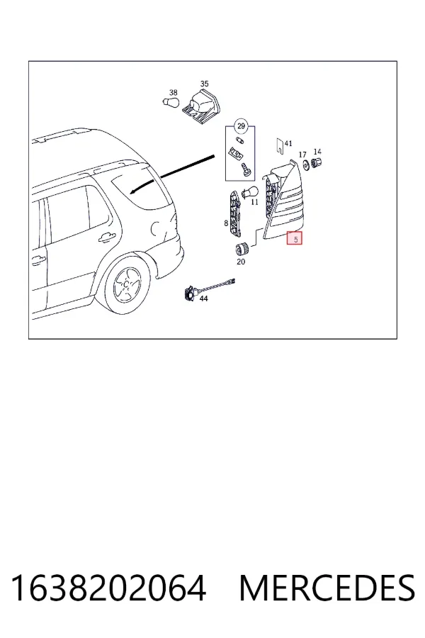 Задний фонарь 1638202064 Mercedes