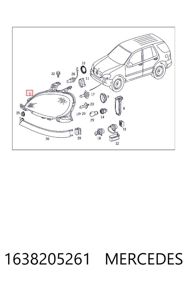 Правая фара 1638205261 Mercedes