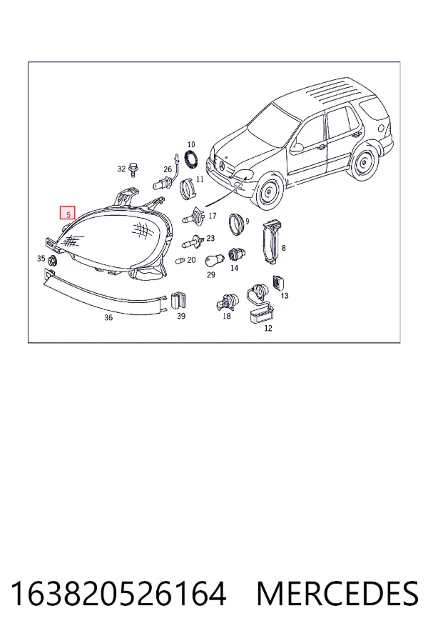 Правая фара 163820526164 Mercedes