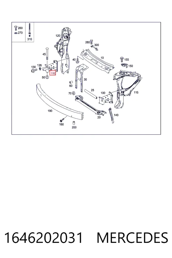 Кронштейн усилителя переднего бампера Mercedes A1646202031 цена, от 31.67 USD