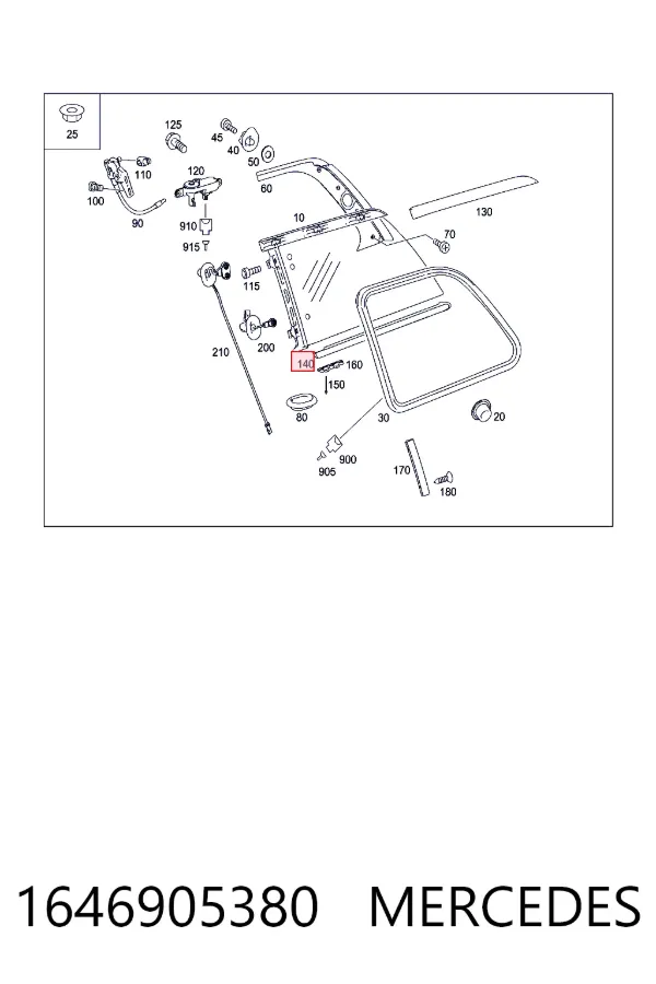 A1646905380 Mercedes Молдинг стекла заднего левый