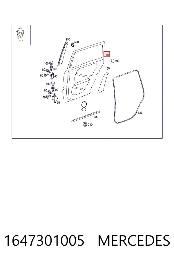 A1647301005 Mercedes Дверь задняя, правая