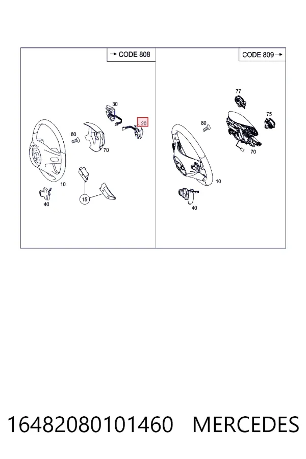 Купить A16482080101460 Mercedes Блок кнопочных переключателей рулевого колеса