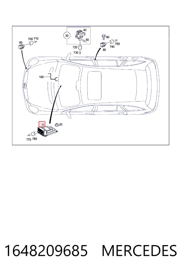 Модуль-процессор управления подушкой безопасности (ЭБУ AIRBAG) 1648209685 Mercedes