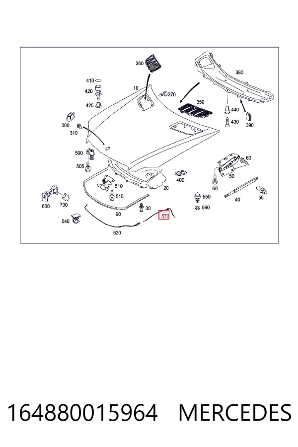 Трос открывания капота Mercedes A1648800159 цена, от 7.58 USD