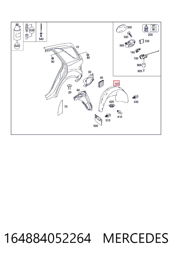 Подкрылок задний левый A1648840522 Mercedes