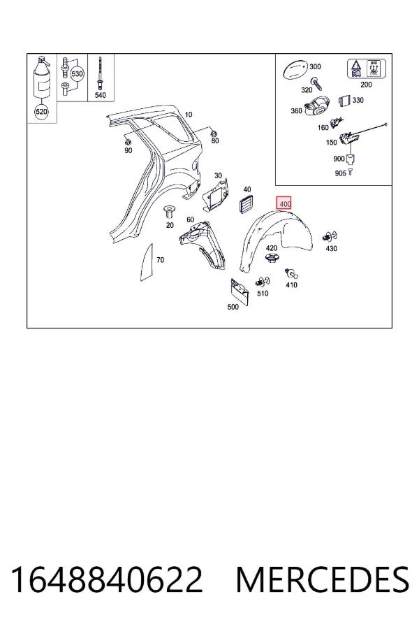 Подкрылок задний правый 1648840622 Mercedes