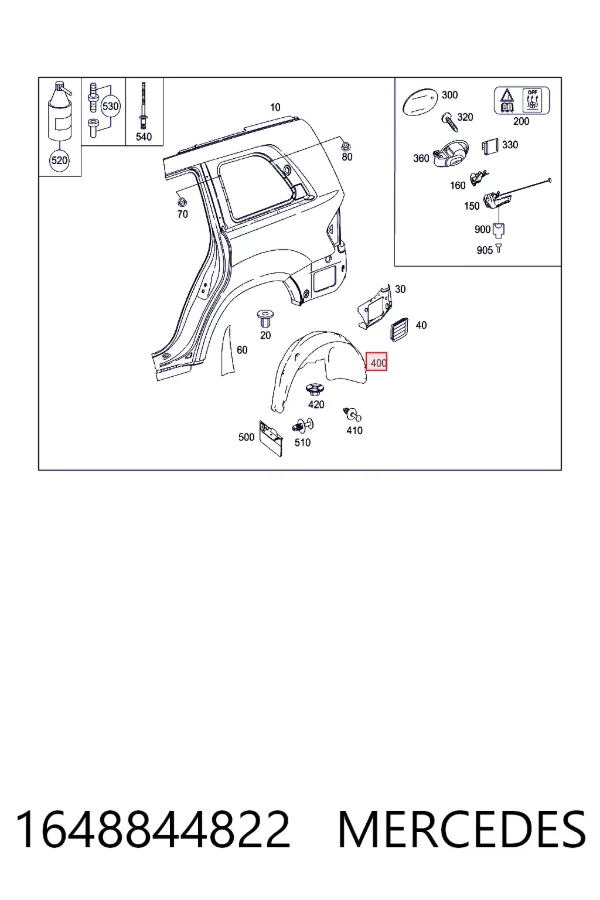 Подкрылок задний правый 1648844822 Mercedes