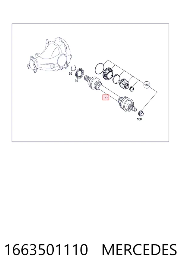 Задняя полуось 1663501110 Mercedes