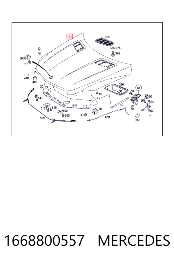 Капот двигателя Mercedes A1668800557