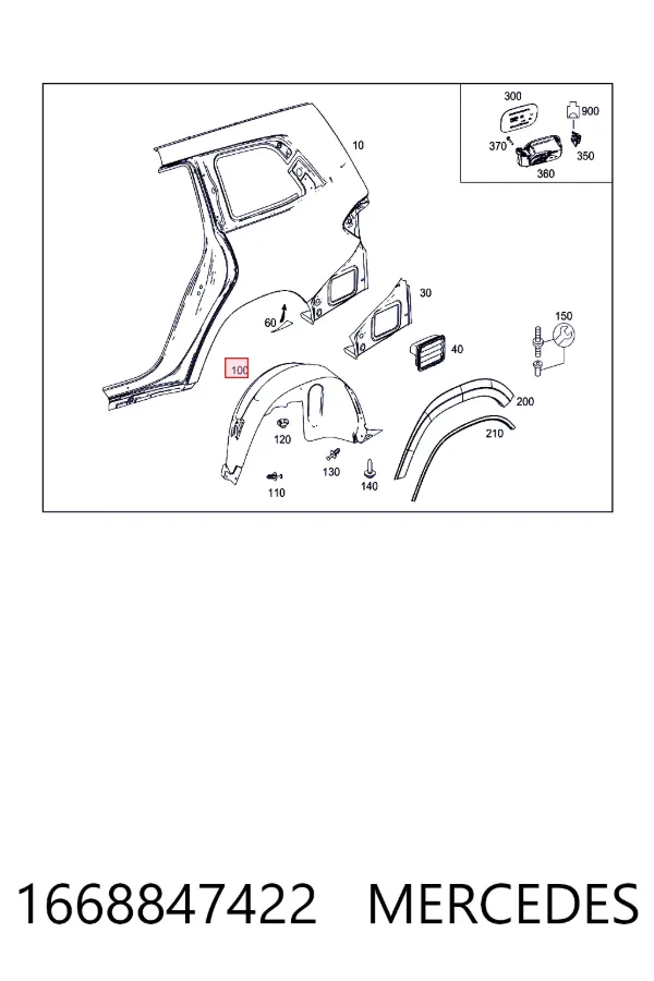 Подкрылок задний левый 1668847422 Mercedes