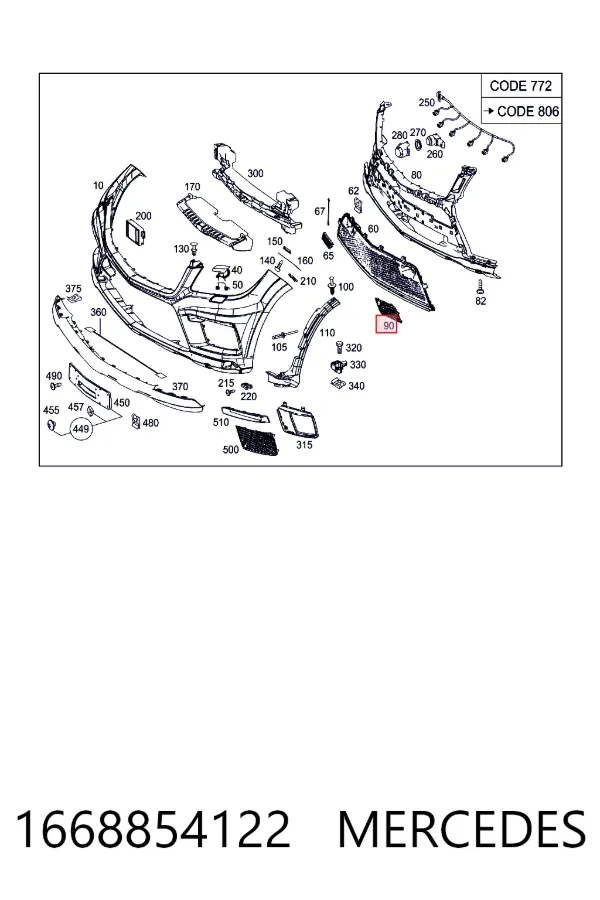  Mercedes A1668854122 цена, от 56.55 USD
