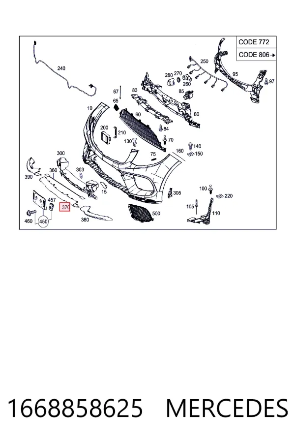 Накладка бампера переднего A1668858625 Mercedes