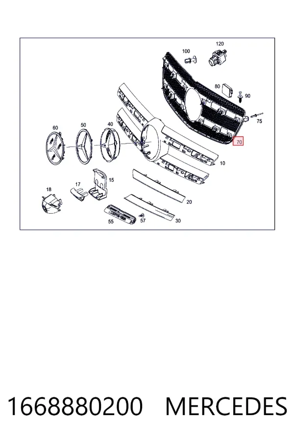 Решетка радиатора 1668880200 Mercedes