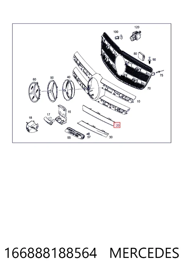Облицовка радиатора Mercedes A1668881885 цена, от 25.34 USD