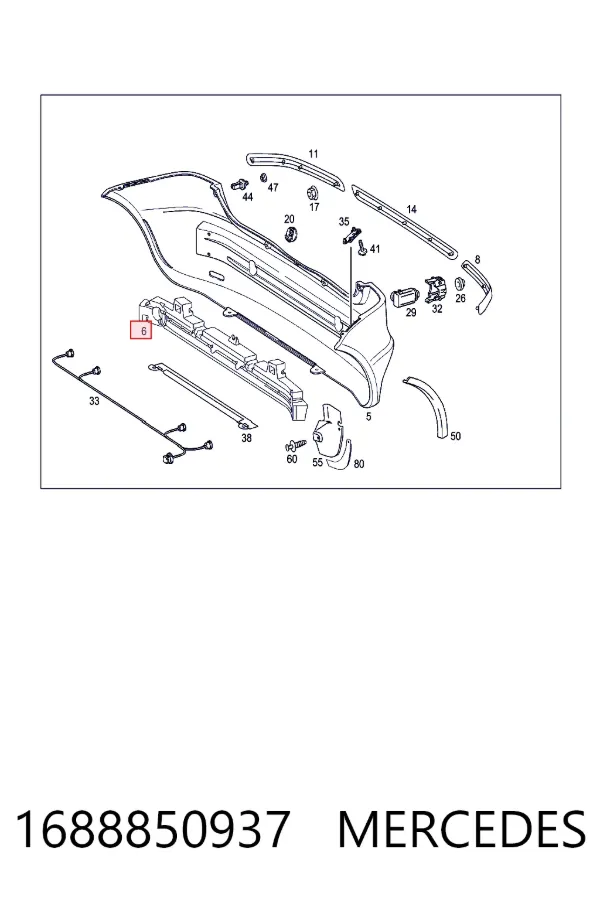 Абсорбер бампера заднего Mercedes A1688850937 цена, от 7.05 USD