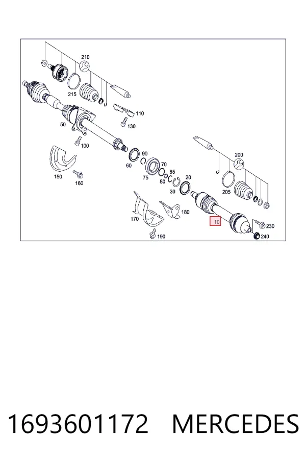 Левая полуось Mercedes A1693601172