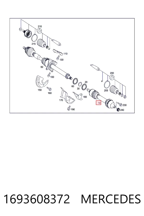 Левая полуось A1693608372 Mercedes