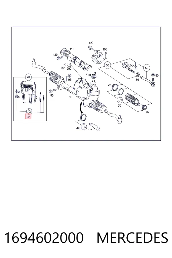 Реечный рулевой механизм Mercedes A1694602000 цена, от 13.14 USD