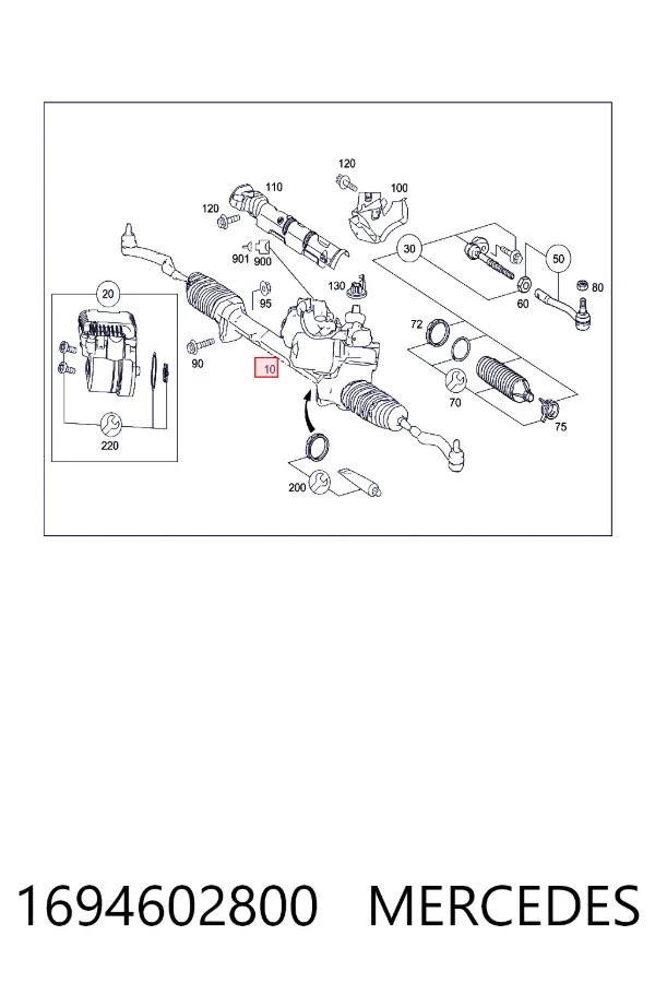 Реечный рулевой механизм Mercedes A1694602800 цена, от 253.67 USD